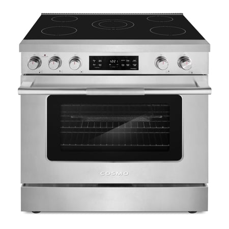 Cosmo 36 in. Stellar Collection 6.1 cu. ft. Electric Range, 5 Burner Ceramic Glass Cooktop, Convection Oven, Stainless Steel