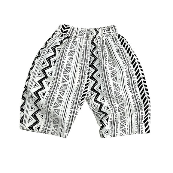 RUTAYY Toddler Girls Boys Capri Pants Geometric Printed Cropped Pants Summer Wide Leg Elegant Stylish Pants, Beige, 12-18 Months