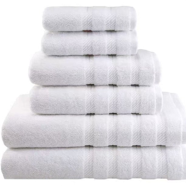XmhyTop-A Juego de 6 toallas de algodón suaves y absorbentes para el baño, color blanco