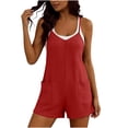 thumbnail image 5 of Costeam Womens Waffle Knit Short Romper Jumpsuit Sleeveless Spaghetti Strap Shorts Overalls with Pockets Casual Loose Fit Summer Loungewear Outfits, 5 of 9