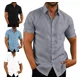 thumbnail image 4 of Camisa Cuello Para Hombre Lino Camisa Casual De Manga Corta, 4 of 7