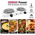 thumbnail image 6 of Hot Plate,Double Burner, 2000W Electric Stove Burner with 5 Levels Temperature Control, Countertop Double Coil Burner Cast Iron Cooktop for All Cookwares Home Camp RV,White, 6 of 9