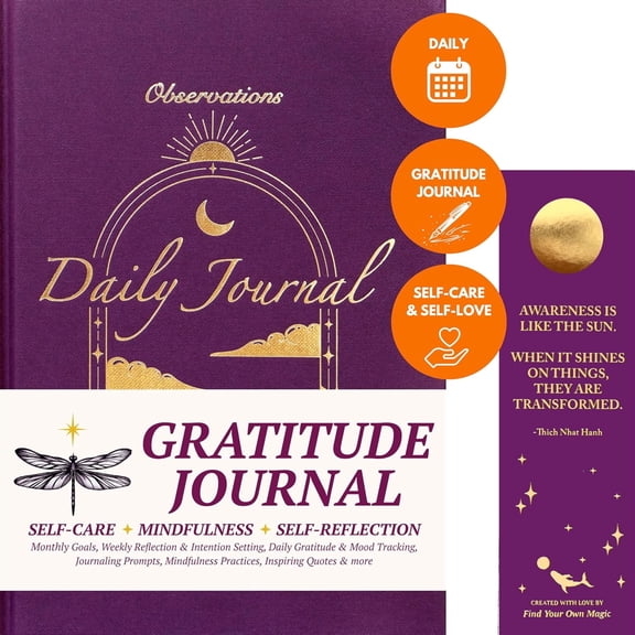 Gratitude Journal for Women & Men - Daily Mental Health Journal for Self Love, Mindfulness, Manifestation Self Care & Spiritual Birthday Gift for Women | Guided Diary with Prompts (Royal Purple & Go
