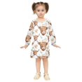 thumbnail image 2 of long-sleeved dress Watercolor Floral Highland Cows A-line dress with ribbed cuffs Soft and comfortable, 2 of 6