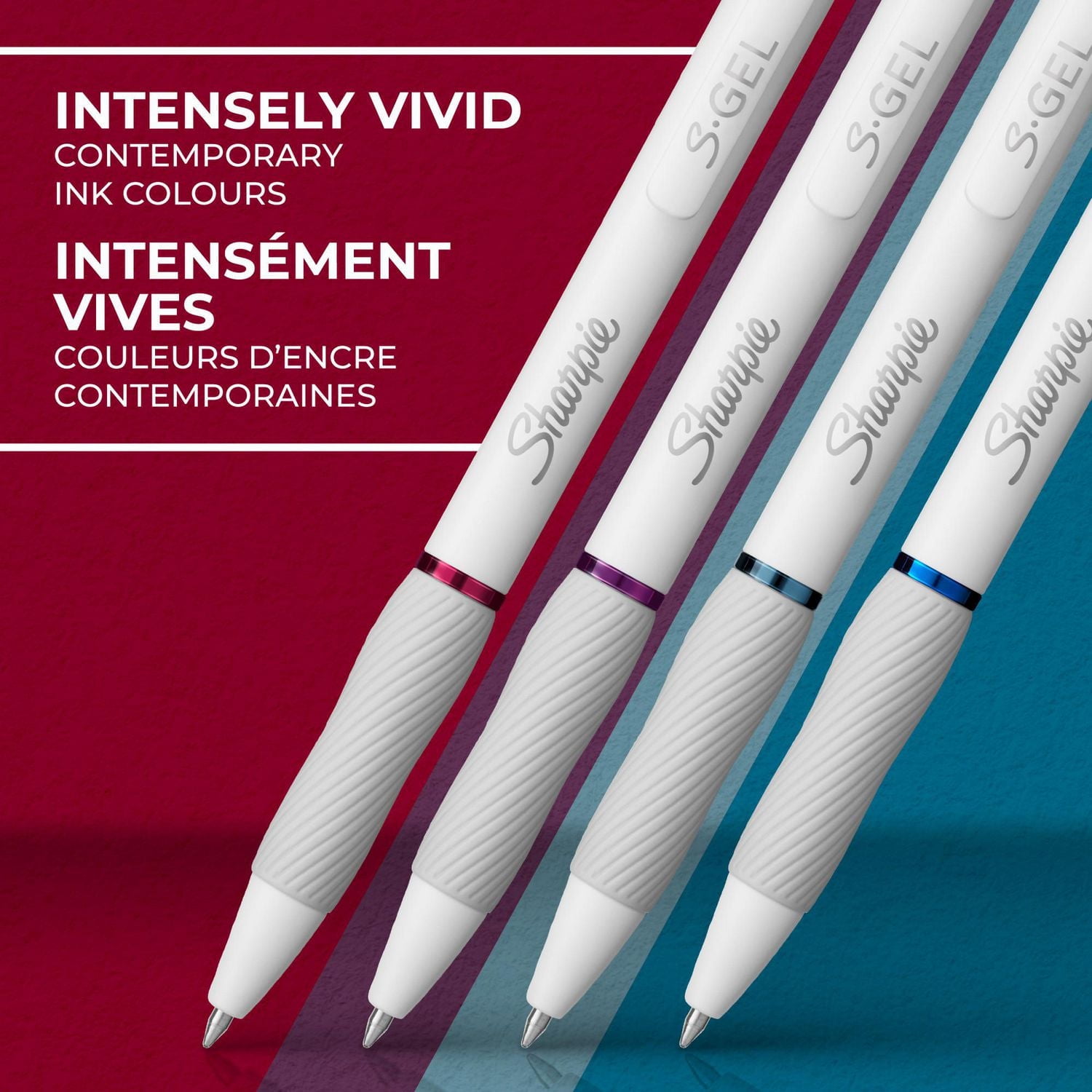 Sharpie S-Gel Pens, Fashion Barrel Gel Pens, Pearl White Body, Medium (0.7mm) Point,  Bold Jewel Colour Assortment, 4 Count, S-Gel