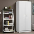 thumbnail image 2 of Madesa 2-Piece Wardrobe and Ladder Shelf Set: 31"L Wardrobe + 24"L  5-Tier Ladder Shelf for Storage, Bedroom, Office – White, 2 of 5