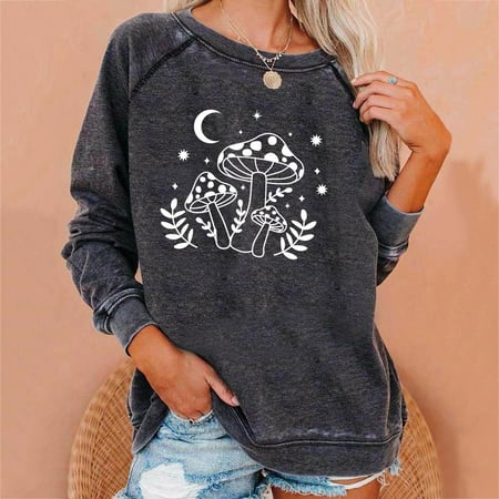 

Aueoeo Winter Clothes for Women Fashion Sweatshirts for Women Women Casual Long Sleeve Crew Neck Tops Loose Shirts Blouse Sun and Moon Print Graphic Sweatshirt