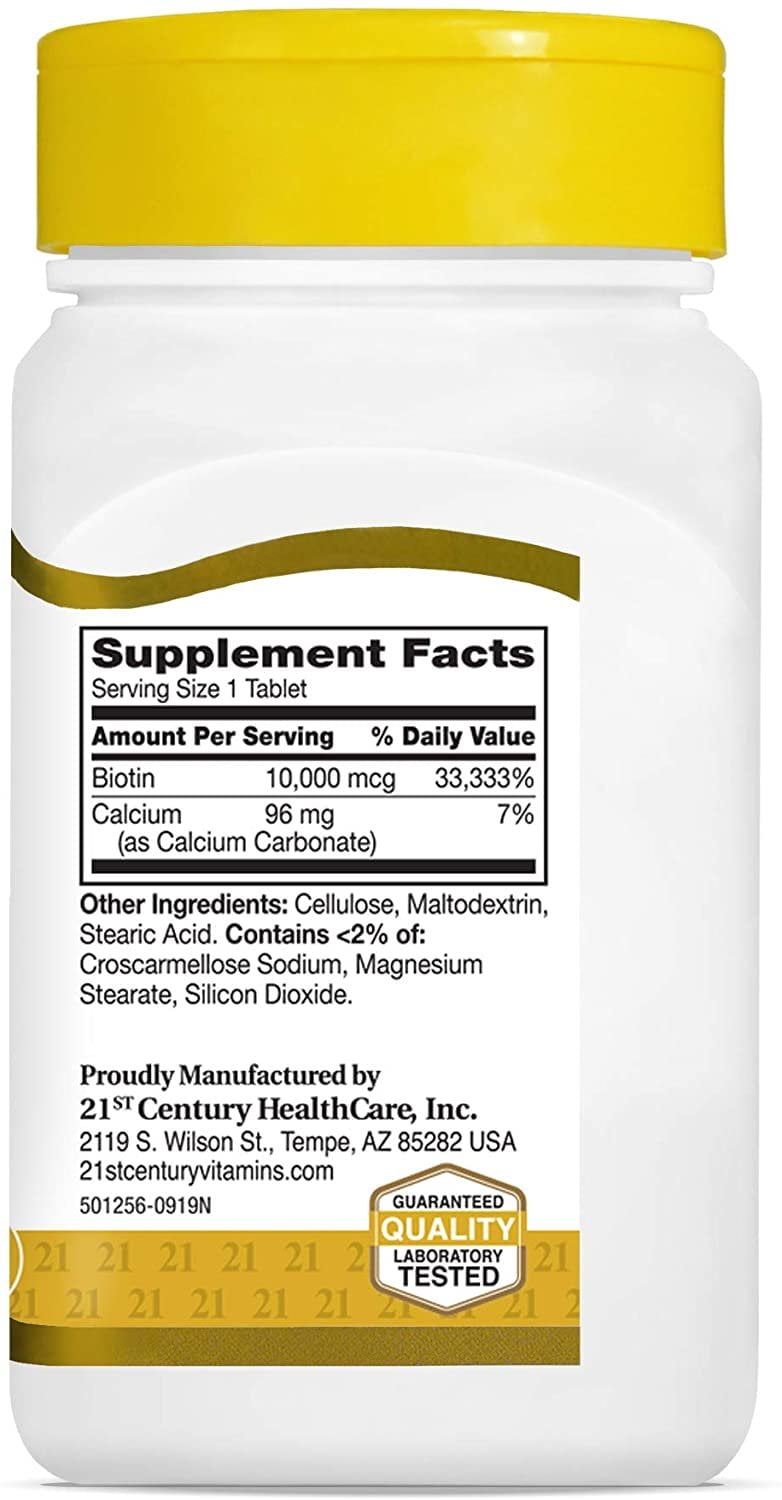 21st Century Ultra Potency Biotin 10,000mcg, B-Complex Vit, 120ct, 2-Pack