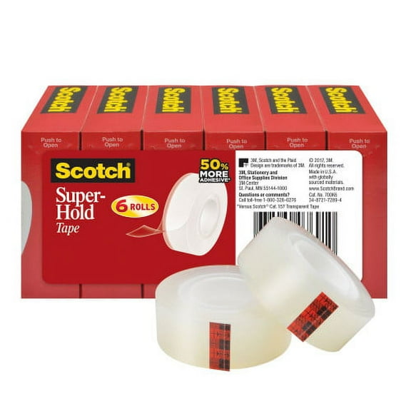 Scotch Super-Hold Tape Refill, 1" Core, 0.75" x 27.77 yds, Crystal Clear, 10 Rolls/Pack, Each