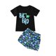 thumbnail image 1 of Traje de dos piezas con estampado de dinosaurio para niños pequeños de verano + pantalones cortos estampados, 1 of 5