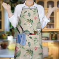 thumbnail image 6 of Pioneer Flower Floral Print Pattern Apron-Garden Aprons for Women with Pockets-Cotton Linen Waterproof Kitchen Cooking Gardening Aprons Adjustable for Kitchen,Cooking,BBQ and Salon 33x27 Inch, 6 of 7