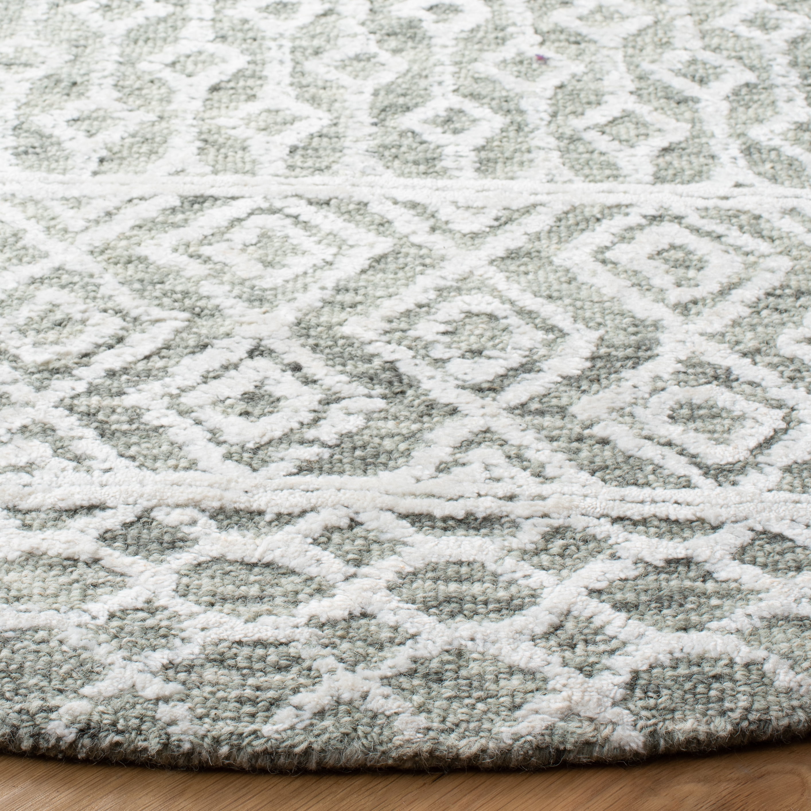 SAFAVIEH Glamour Elouise Geometric Area Rug, Green/Ivory, 6' x 6' Round