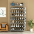 thumbnail image 3 of Seamika 4 Tier Shoe Rack Organizer Metal Shoe Storage Holds up to 15 Pairs Free Standing Shoe Shelf with Side Bag for Entryway Closet,Grey, 3 of 9