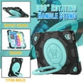 thumbnail image 5 of Decase for iPad 10th Generation Cute Tablet Shell,Kids Friendly Hybrid Shockproof Drop Proof Cover for iPad 10th Generation 10.9 Inch 2022 With Ring Handle Kickstand & Shoulder Strap, Black+Mint, 5 of 7