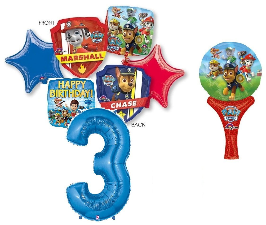 Anagram Officially Licensed Paw Patrol Marshall Birthday Balloon Set – Includes 30in Number, 30in Marshall, 18in 'Happy Birthday', Latex Balloons & More For Party Decor - View #2