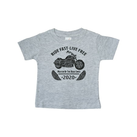 

Inktastic Ride Fast Live Free Master Of The Road Since 2020 Motorcycle Gift Baby Boy or Baby Girl T-Shirt