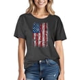 thumbnail image 2 of Plus Size Tops for Women Independence Day Short Sleeved Round Neck Printed T-shirt Black L, 2 of 4