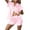 Pink, variant on cfhntfmh Pajama Sets for Women Satin Casual Short Sleeve Buttons down Loungewear and Ruffle Shorts Silk Pjs Sleepwear Sets