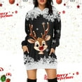 thumbnail image 2 of 2024 Women's Christmas Print Hoodie Dress Casual Long Sleeve Comfortable Holiday Party Wear Tunic Sweater Dress for Festive Season, 2 of 2