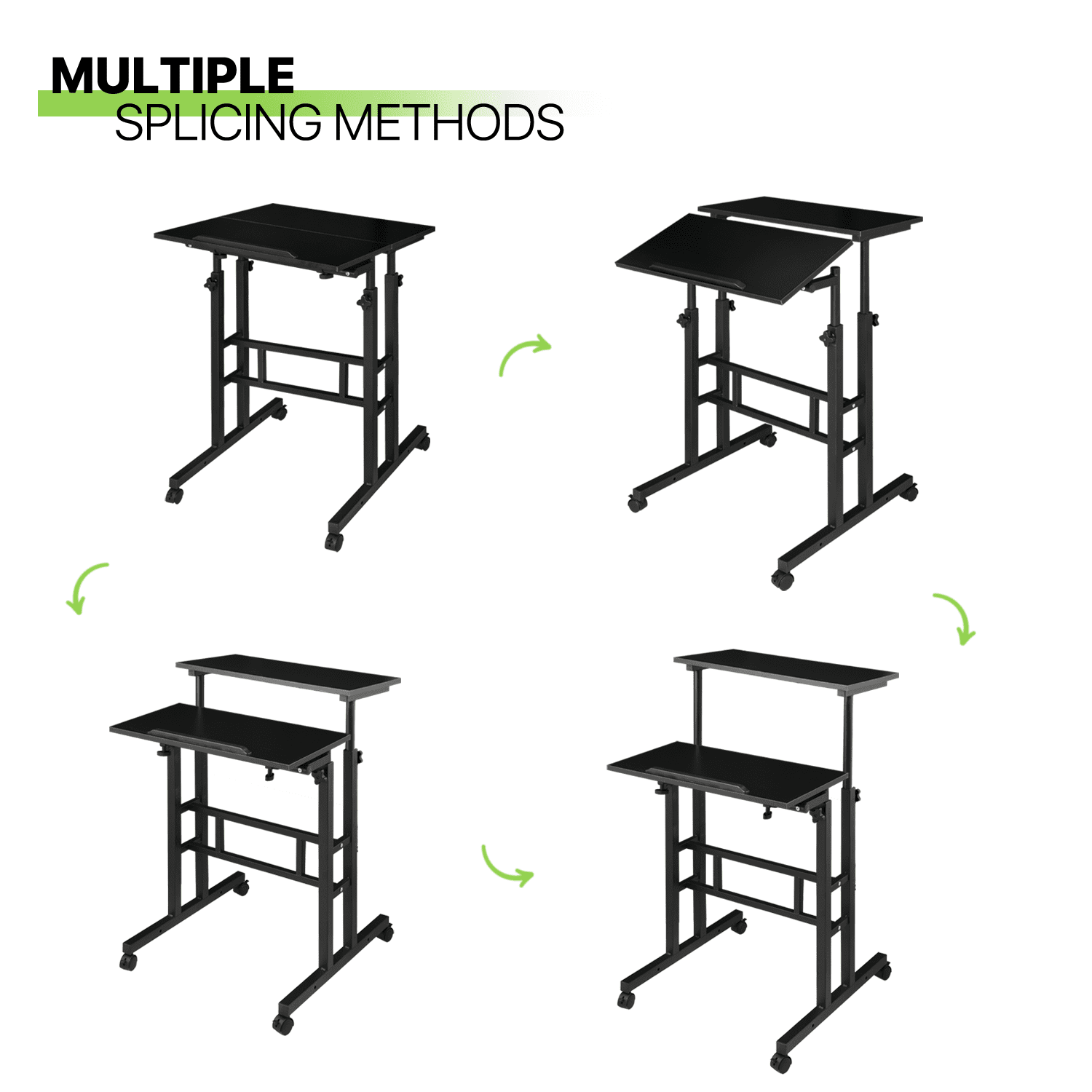 Magshion Computer Desk with Tilting Table, Adjustable Height Small Standing Desk with Monitor Shelf for Standing or Sitting, Black