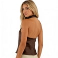 thumbnail image 4 of Women Satin Halter Draped Going Out Top High Neck Low Back Silk Tank Elegant Chic Backless Summer Camisole Tops Brown S, 4 of 4