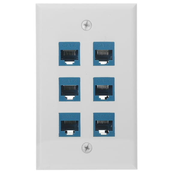 White Ethernet with 6-Port Network Panel for Home Use Made of Durable Plastic