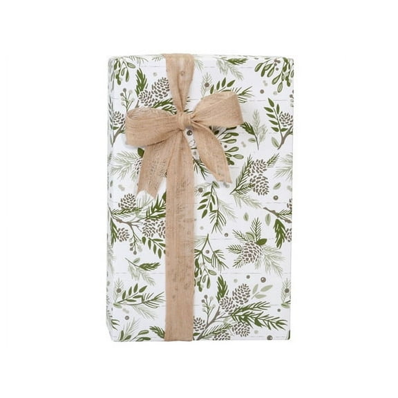 Pack of 1, Pine Holiday Plaid Reversible Gift Wrap, 24"x85' Cutter Roll for Celebration, Party, Holiday, Birthday and Events, Made in USA