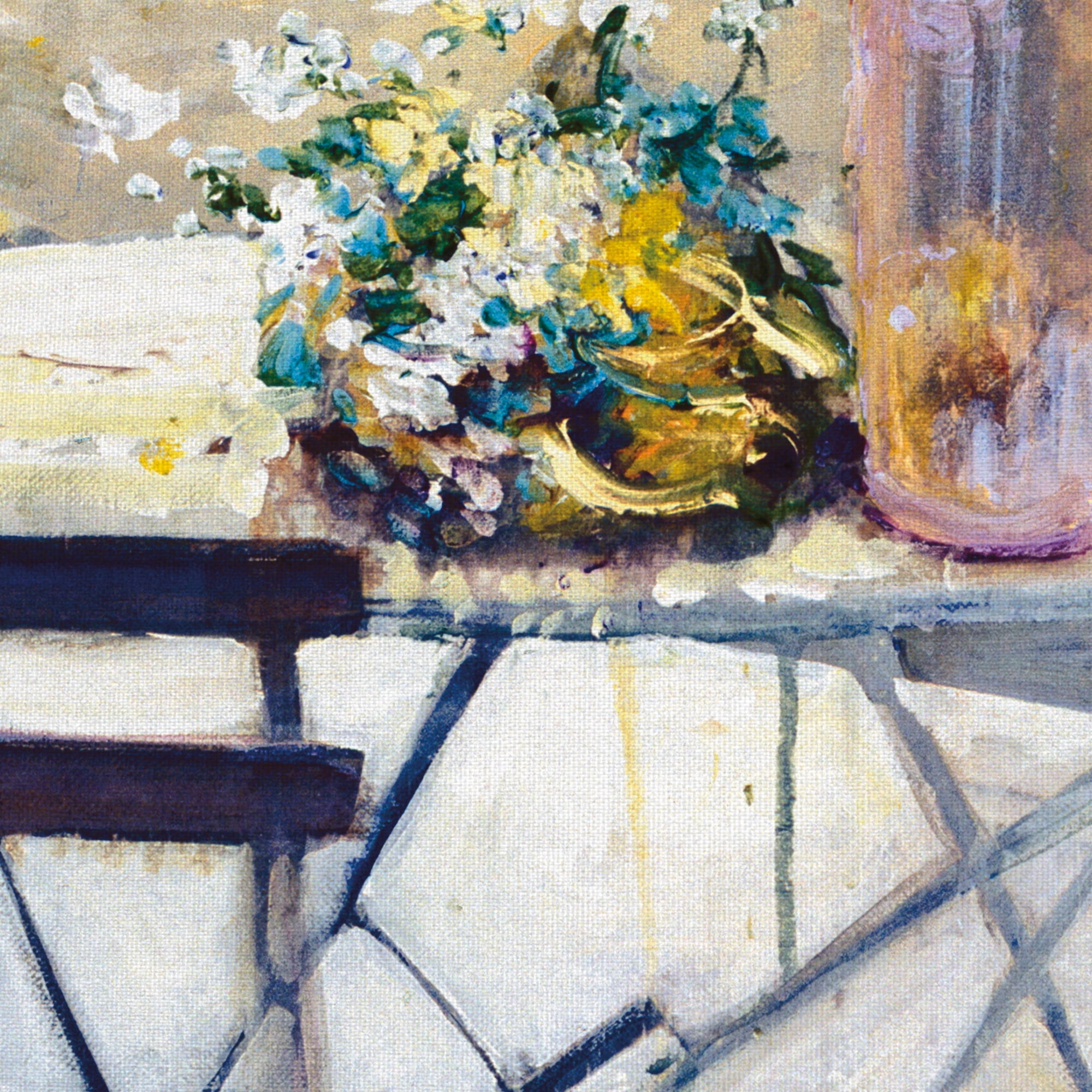 Masterpiece Art Gallery Dining In The Shadow Of The Greek Isle 1 by Mary Dulon Canvas Art Print 35" x 35"