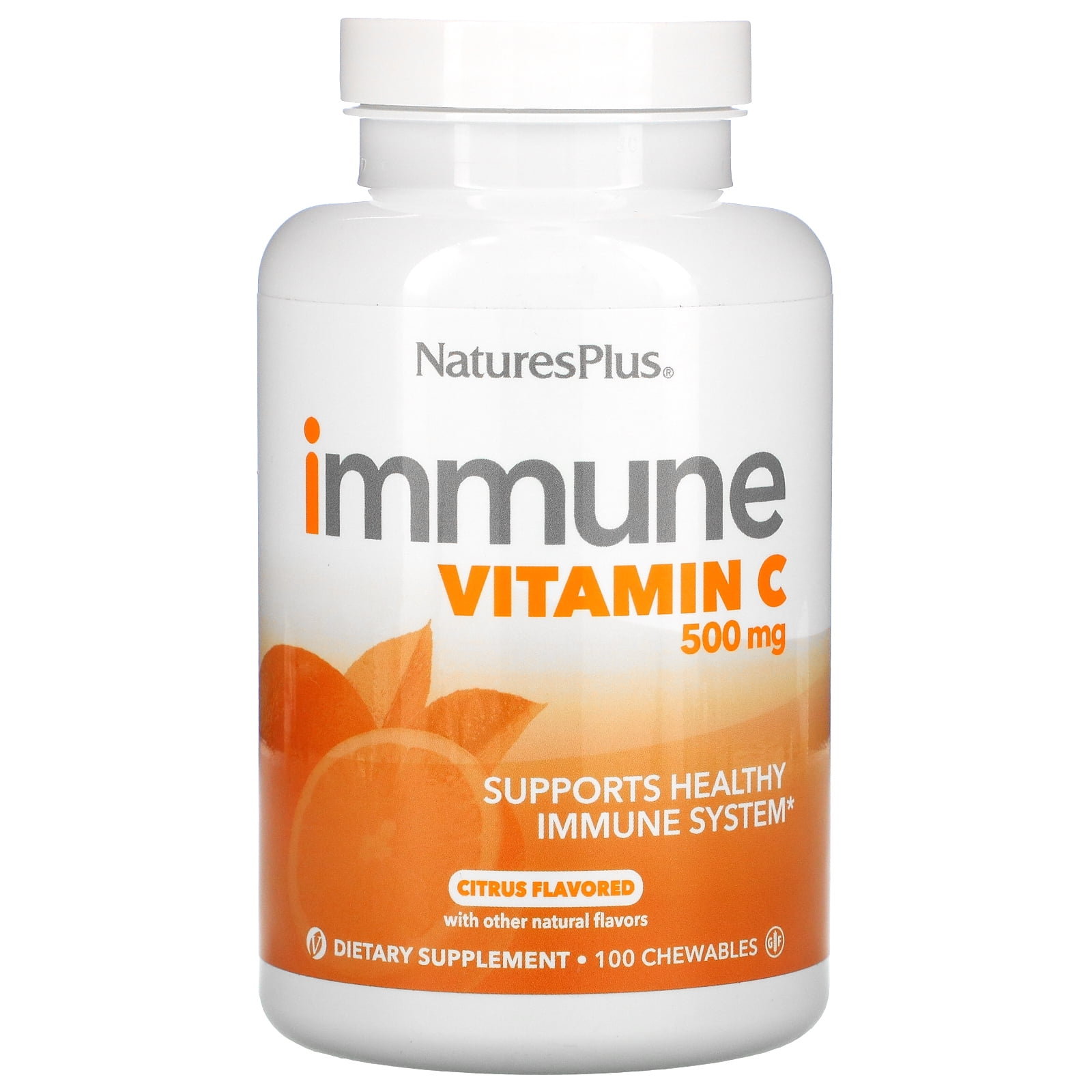 Nature S Plus Immune Vitamin C Citrus 500 Mg 100 Chewables Walmart Com