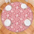 thumbnail image 2 of Pink Pioneer Flower and Paisley Pattern Round Fitted Tablecloth with Elastic Edge,Dining Table Cover Waterproof,Outdoor Round Tablecloth for Camping,Dining,Indoor and Outdoor, 2 of 7