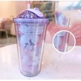 thumbnail image 2 of Vaso de viaje de plástico aislado de doble pared reutilizable a prueba de fugas 480ML con tapas y pajitas y sin BPA - rosa púrpura WD.WDQZL Ropa, 2 of 4