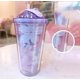 thumbnail image 2 of Vaso de viaje de plástico aislado de doble pared reutilizable a prueba de fugas 480ML con tapas y pajitas y sin BPA - rosa púrpura WD.WDQZL Ropa, 2 of 4