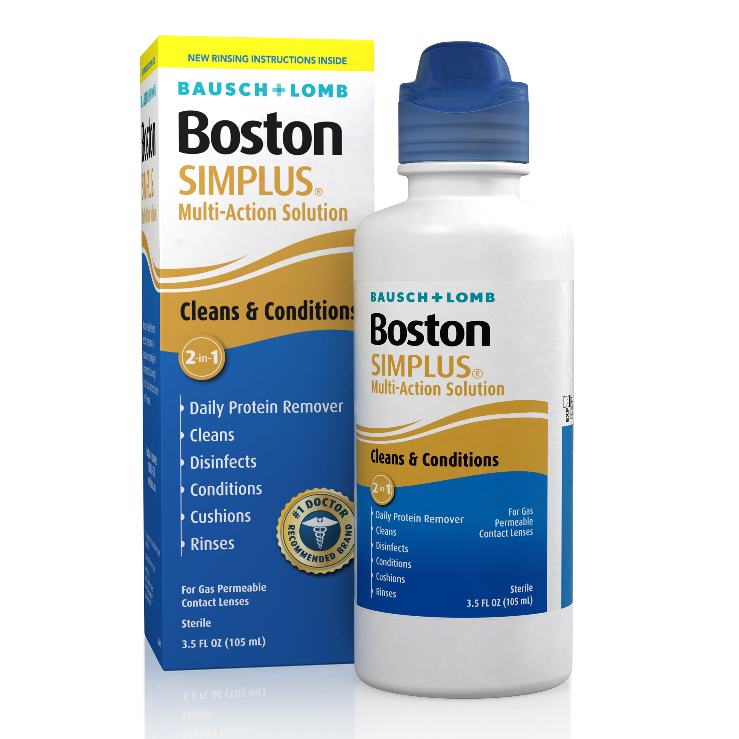 Boston SIMPLUS Multi-Action Contact Lens Solution to Clean and Condition Rigid Gas Permeable Lenses  from Bausch + Lomb, 3.5 fl. oz.