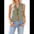 thumbnail image 2 of Suéter de Punto A Crochet para Mujer, Sin Mangas, con Cuello en V y Lazo Frontal, A Rayas, Estilo , para Verano 2025 Verde S, 2 of 9
