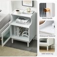 thumbnail image 3 of CLIPOP LED Nightstand Set of 2, White Bedside Table with Fluted Glass Door, Solid Wood Legs, Modern Night Stand for Bedroom, Small Space, 3 of 10