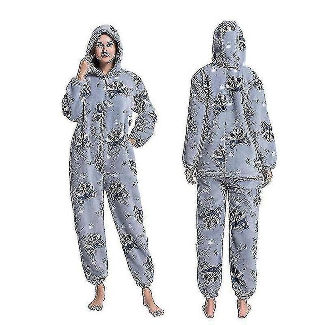 Cartoon Animal One-piece Pajamas Flannel Pajamas For Men And Women