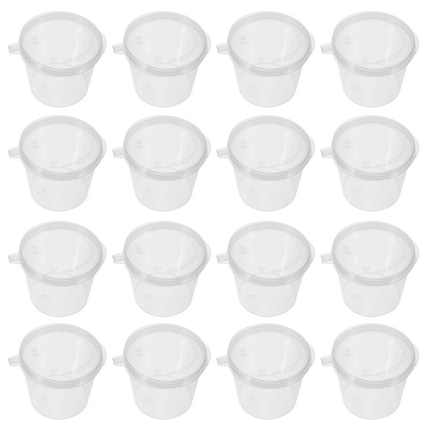 100 vasos de plástico para salsa para llevar, recipientes para salsa de ensalada y condimentos con tapas.