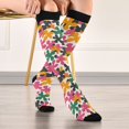 thumbnail image 5 of FORMRS Womens Knee High Socks Casual Long Thick Travel Daily Wear, 1 Pair, Pink Floral Blooms, 5 of 6