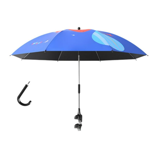 Sombrilla para cochecito con abrazadera, sombrilla plegable personal, sombrilla de playa Azul oscuro