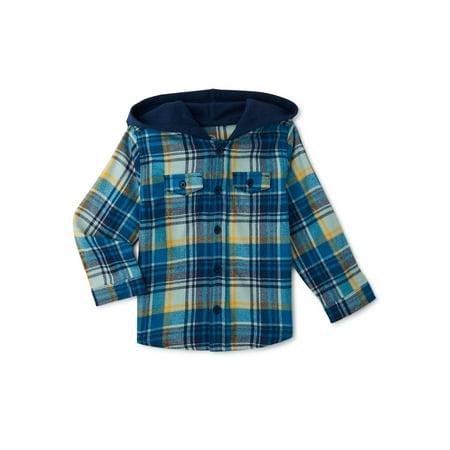 

Wonder Nation Baby and Toddler Boys’ Hooded Flannel Shirt Sizes 12M-5T