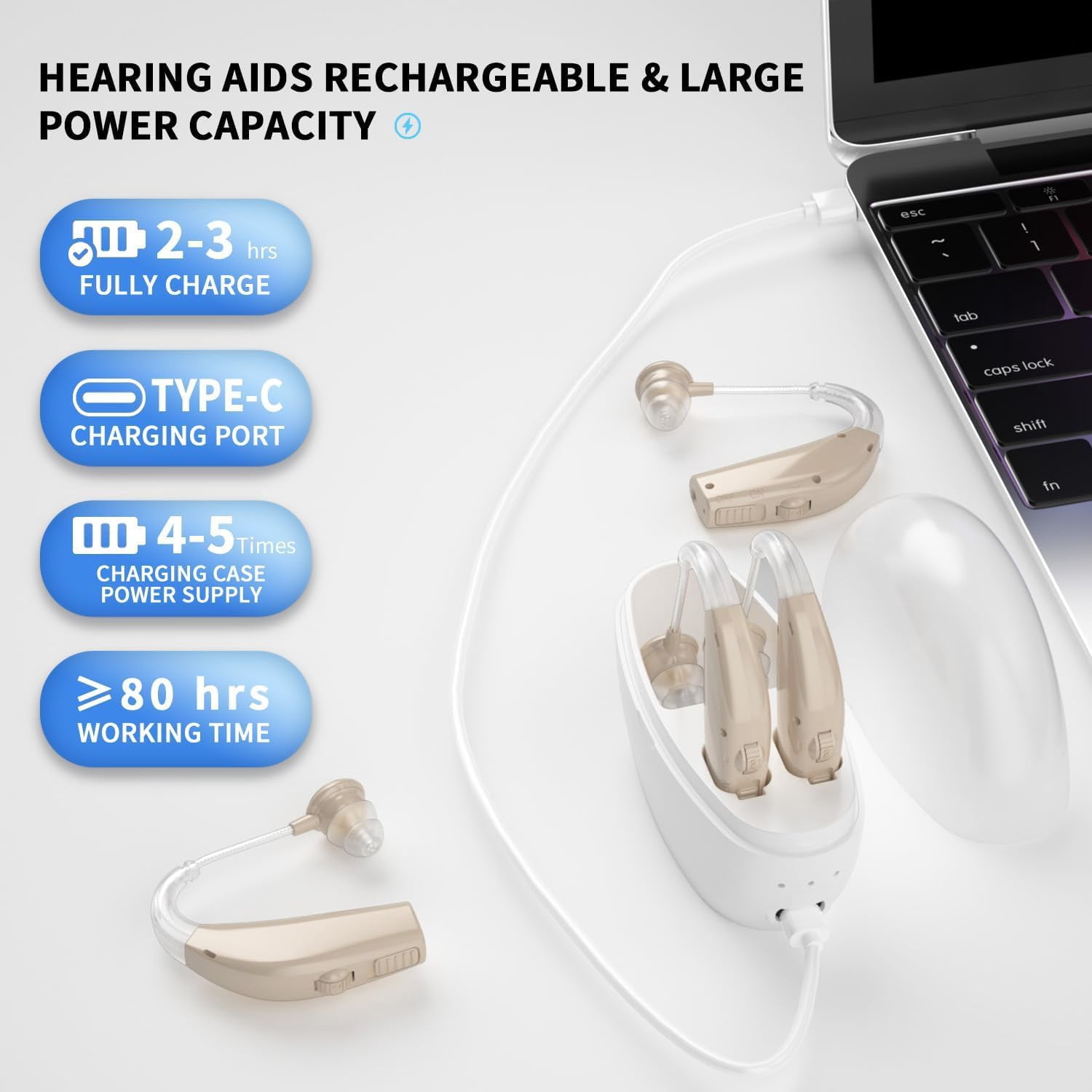 SUWU Hearing Aids for Seniors with Hearing Loss, Rechargeable Hearing Amplifiers with Noise Cancelling and Volume Control for Adults Women Men, Behind-The-Ear Hearing Aid