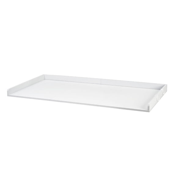 KFFKFF Wooden Washer and Dryer Countertop, 54 x 27.5 in with Edge & 2 Hooks, Water-Resistant Laundry Machine Topper for Closet and Pantry Organization, White