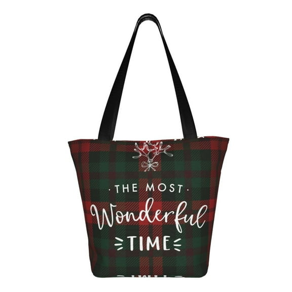 Ratiio Wonderful Time Christmas Print Shoulder Bag for Women, Polyester Crossbody Purse Lightweight Handbag for Daily Travel and Casual Use