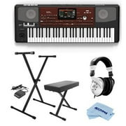 Korg Korg Pa700 Oriental 61 Keys Velocity Sensitive Pro Arranger Keyboard, Physical Quarter Tone SubScale Keypad - Bundle w/ On-Stage Keyboard Stand + Sustain Pedal, Closed-Back Studio Monitor