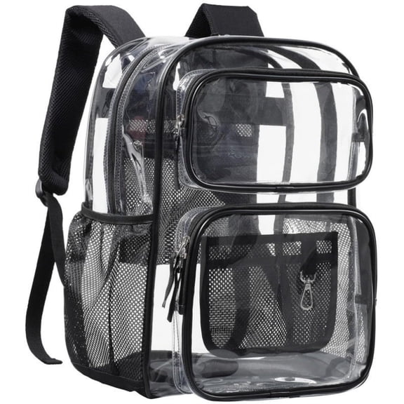 Xycwyp Heavy Duty Clear Backpacks Large Capacity Transparent Waterproof Backpacks for School Stadium College,Black