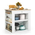 thumbnail image 1 of Gymax Kitchen Island w/Storage Rubber Wood Countertop 2-Door Cabinet Drawer Sideboard, 1 of 10