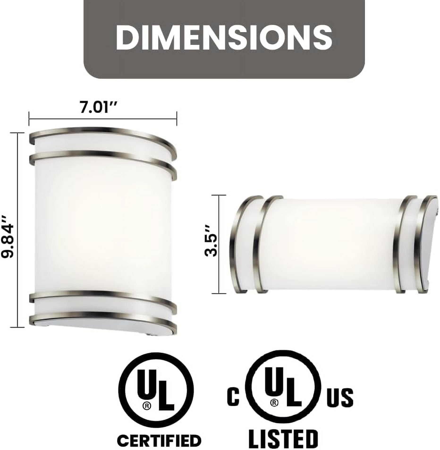Wall Sconce Brushed Nickel 3CCT (3000K/4000K/5000K) Adjustable, Dimmable 12W Modern Wall Mounted Sconces Wall Lighting with Glass Shade for Bedroom, Stairway, Bathrooms, Hallways & Entryways (2 Pack)