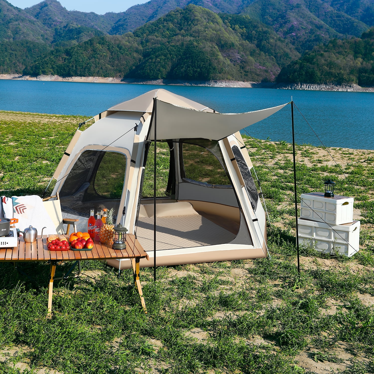 Mapskey 4-6 Person Tents for Camping,Portable Waterproof Large Glamping Tents for Outdoor Family