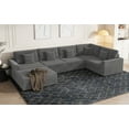 thumbnail image 4 of Advwin 146" Oversized Corduroy Modular Sectional Sofa, 6-Seat Convertible Sleeper Sofa with Ottoman & 5 Pillows, Modern L-Shaped Lounge Couch for Living Rooms, Dark Gray, 4 of 10