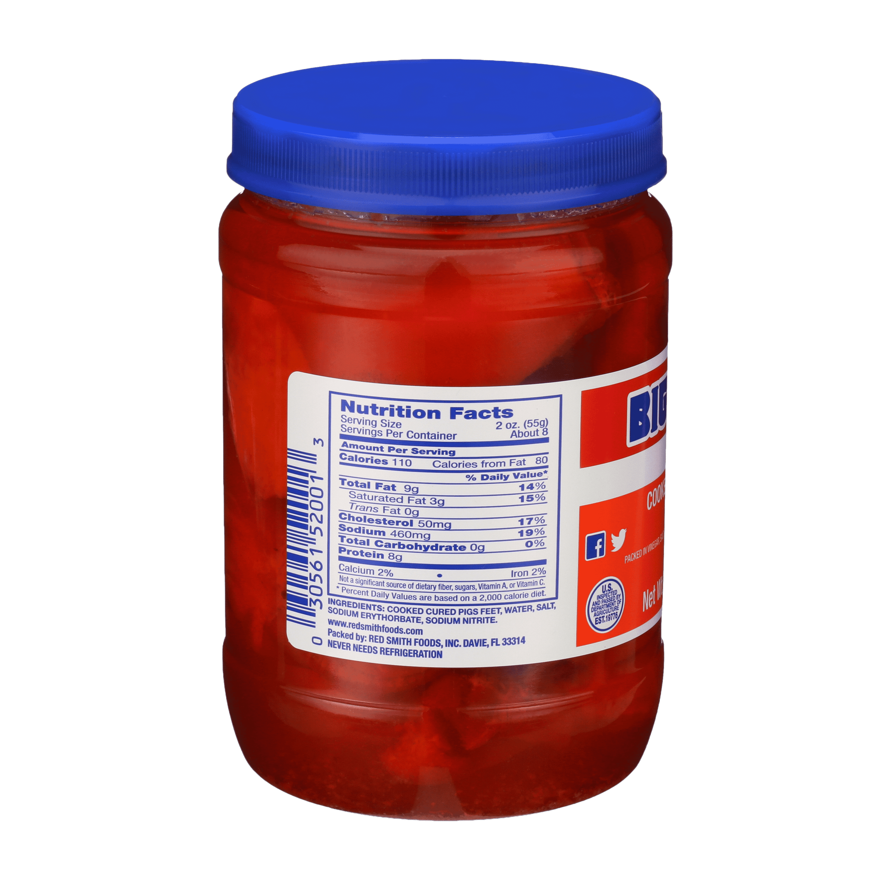 Big John's Pickled Pigs feet 16 oz,  Convenient Resealable Plastic Jar